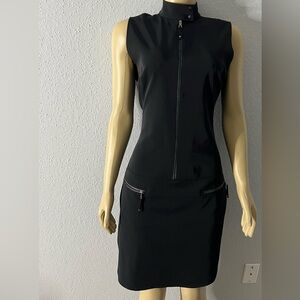 Tahari Black  Sleeveless Mock Neck Sheath Mini Dress Size 12